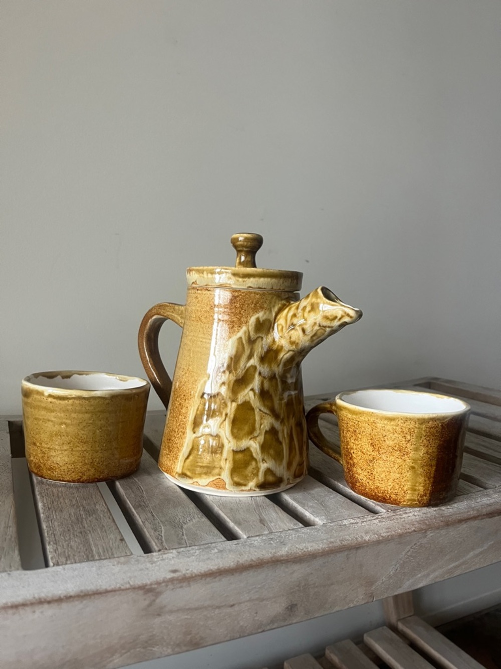 Drip Glaze Ceramic Teapot Set – Studio Pottery - Mid Century Earth Tone